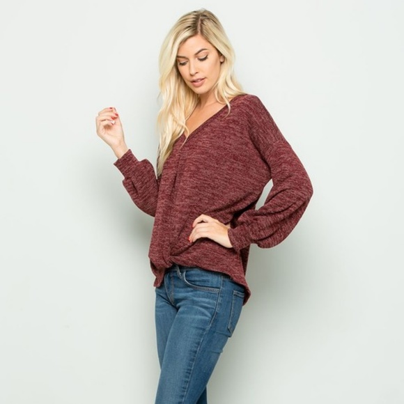 BOGO FREE! Twist front puff sleeve top - Picture 4 of 7